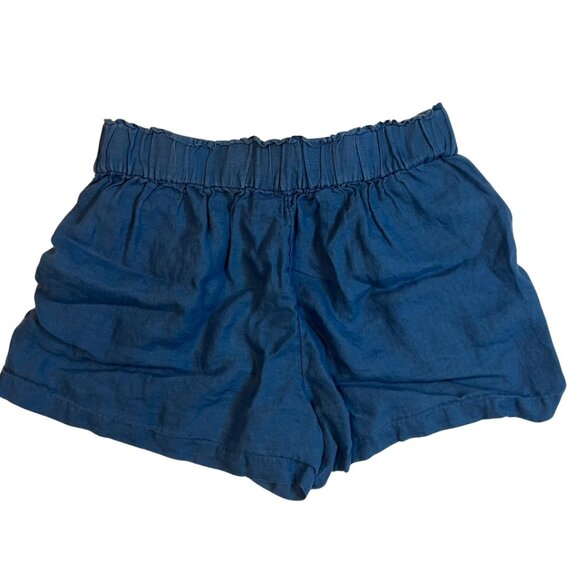 J Crew Shorts Womens Medium Blue Linen Elastic Waist Preppy Chino Boho Casual - Picture 2 of 16